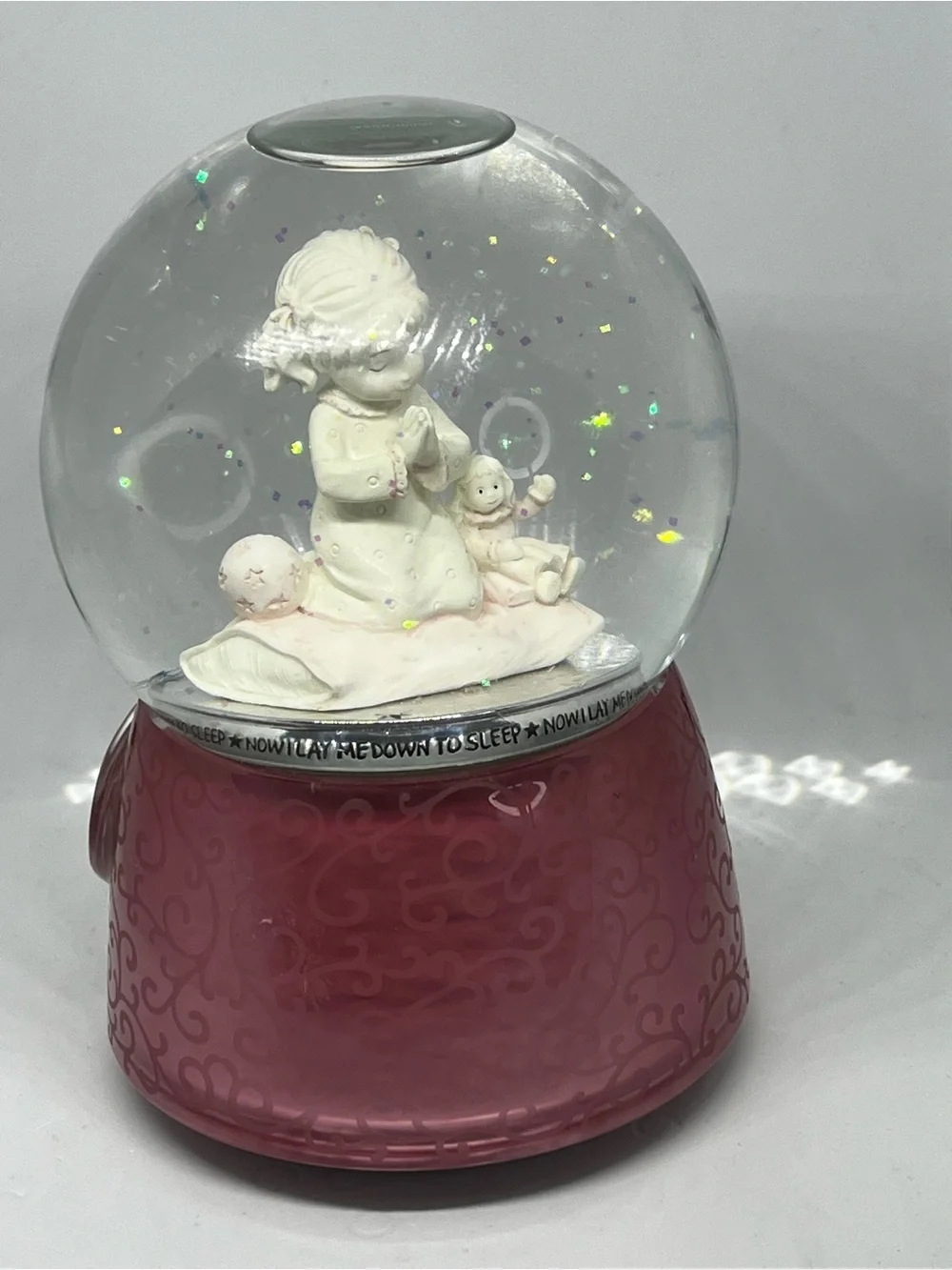 Prayer Girl Snow Globe Figurine Playing ‘The Lord is my Shepherd’